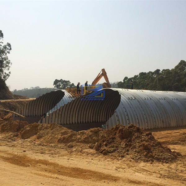 installing the corrugated steel culvert on site